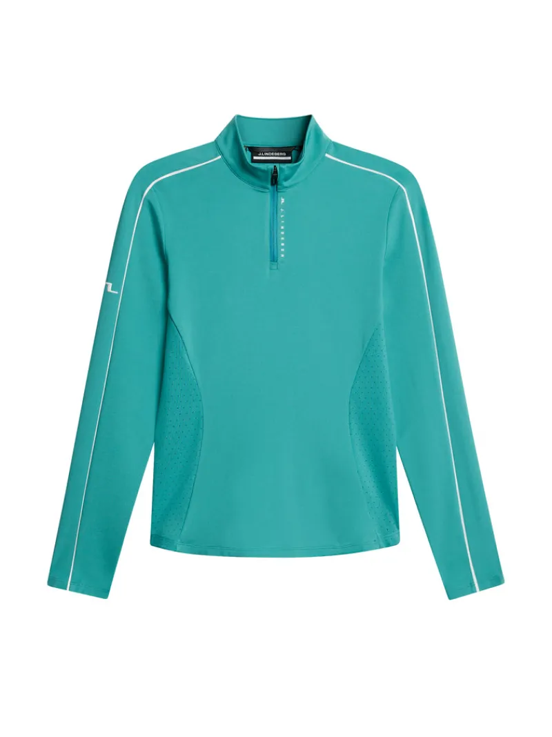 Golf | Bas- Och Mellanlager-J.Lindeberg Adiola Quarter Zip Mid Layer Teal