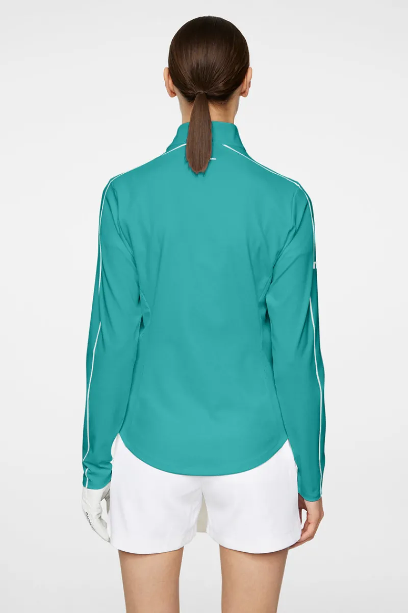 Golf | Bas- Och Mellanlager-J.Lindeberg Adiola Quarter Zip Mid Layer Teal
