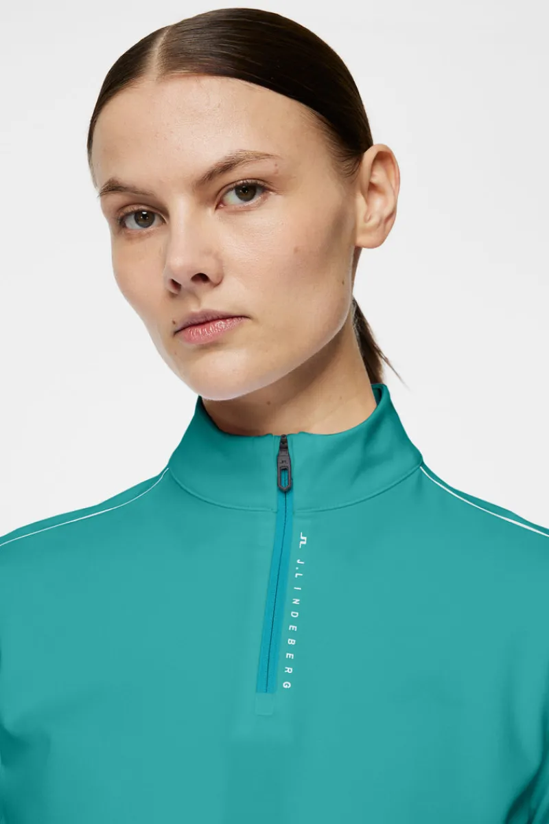 Golf | Bas- Och Mellanlager-J.Lindeberg Adiola Quarter Zip Mid Layer Teal