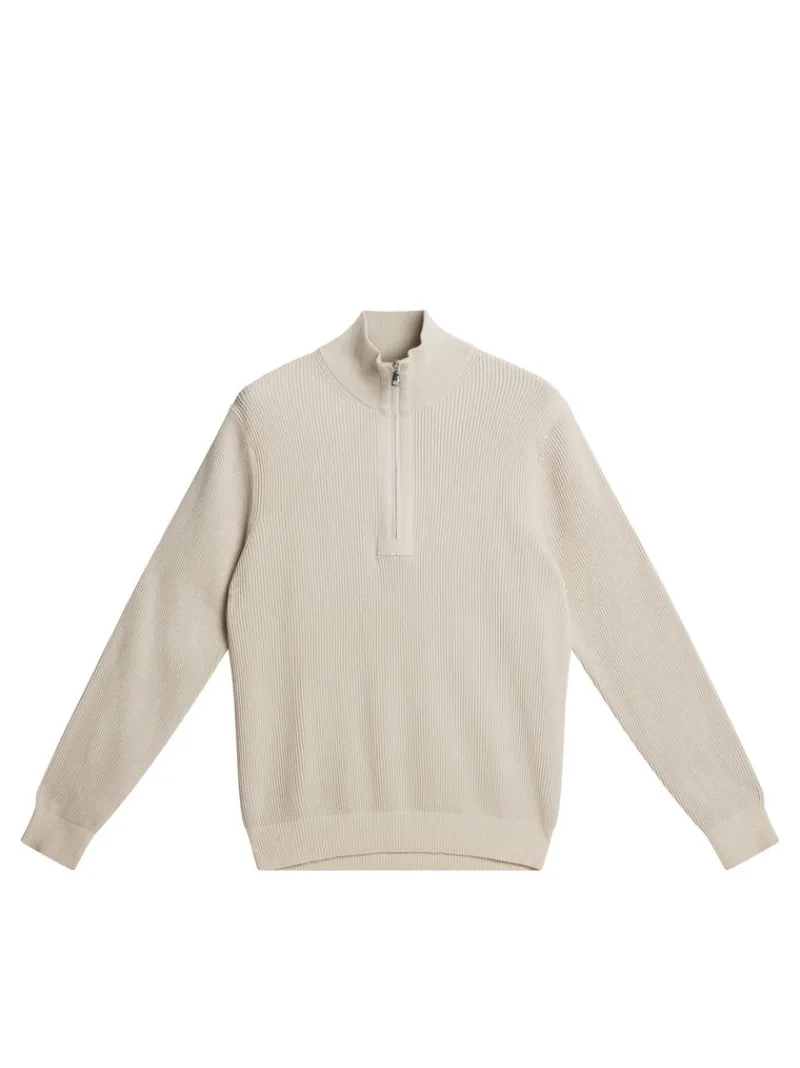 Stickat | Överdelar-J.Lindeberg Alex Half Zip Knitted Sweater Moonbeam