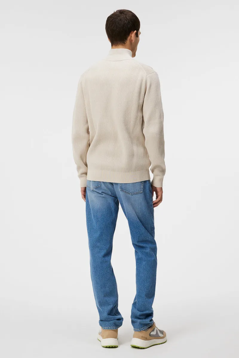 Stickat | Överdelar-J.Lindeberg Alex Half Zip Knitted Sweater Moonbeam