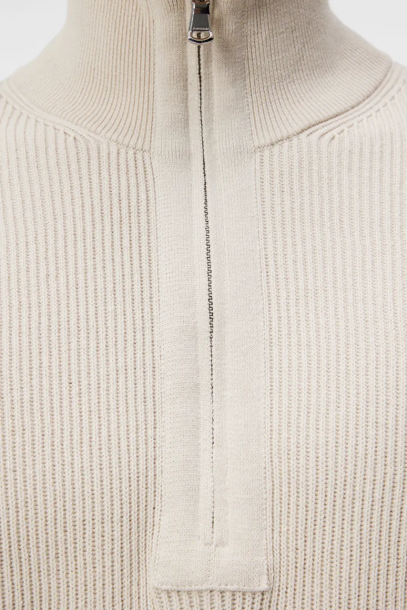 Stickat | Överdelar-J.Lindeberg Alex Half Zip Knitted Sweater Moonbeam