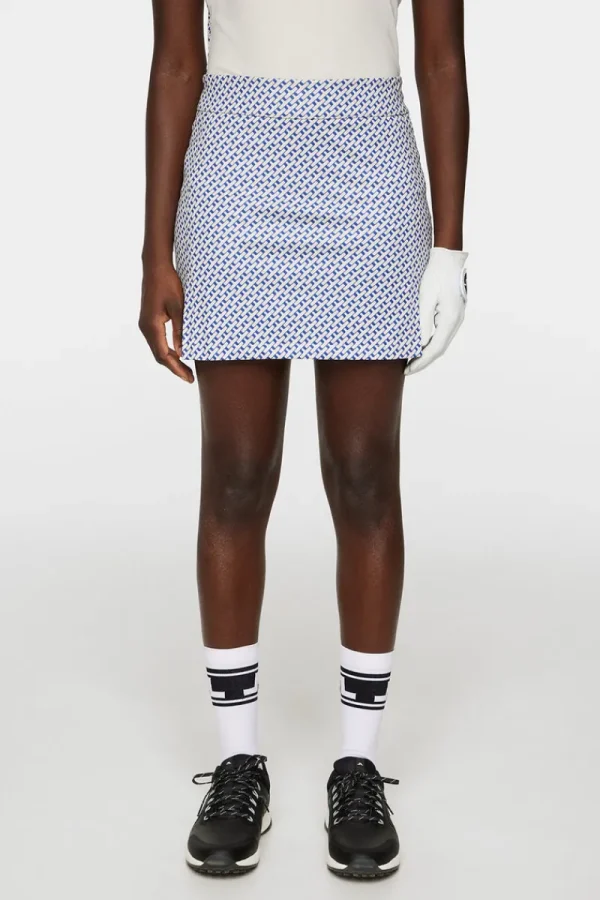 Golf | Kjolar-J.Lindeberg Amelie Mid Print Skirt Tour Geo Moonbeam S
