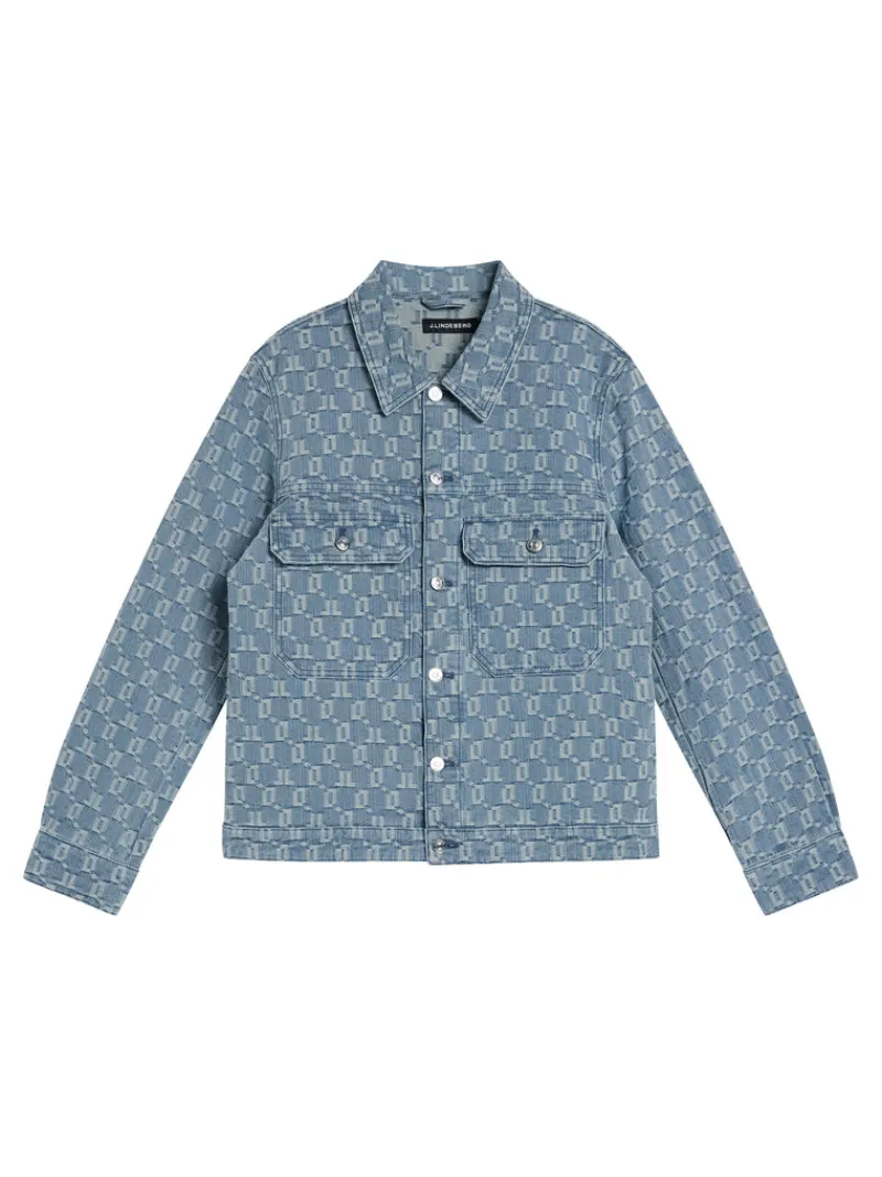 Accessoarer | Underkläder-J.Lindeberg Cam Jacquard Denim Jacket Mid Blue