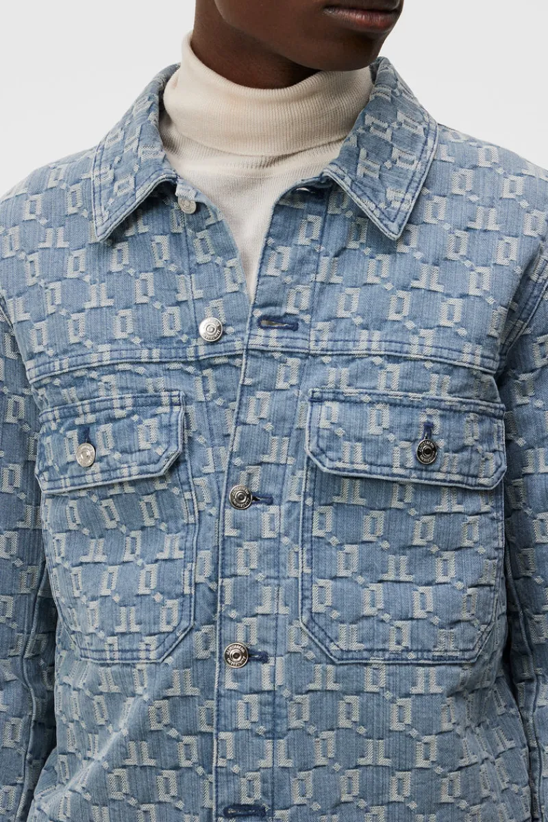 Accessoarer | Underkläder-J.Lindeberg Cam Jacquard Denim Jacket Mid Blue