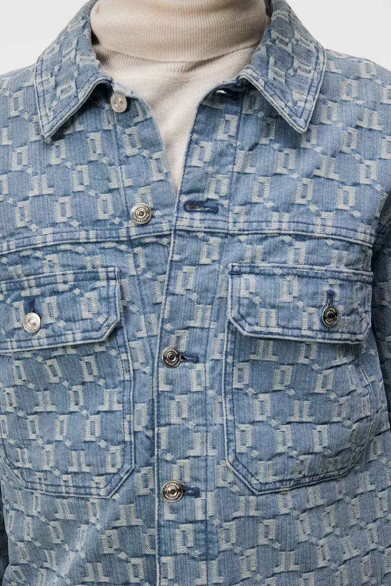 Accessoarer | Underkläder-J.Lindeberg Cam Jacquard Denim Jacket Mid Blue