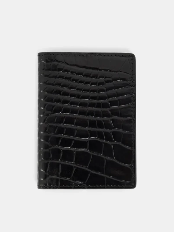Plånböcker | Accessoarer-J.Lindeberg Croc Folded Card Holder Black