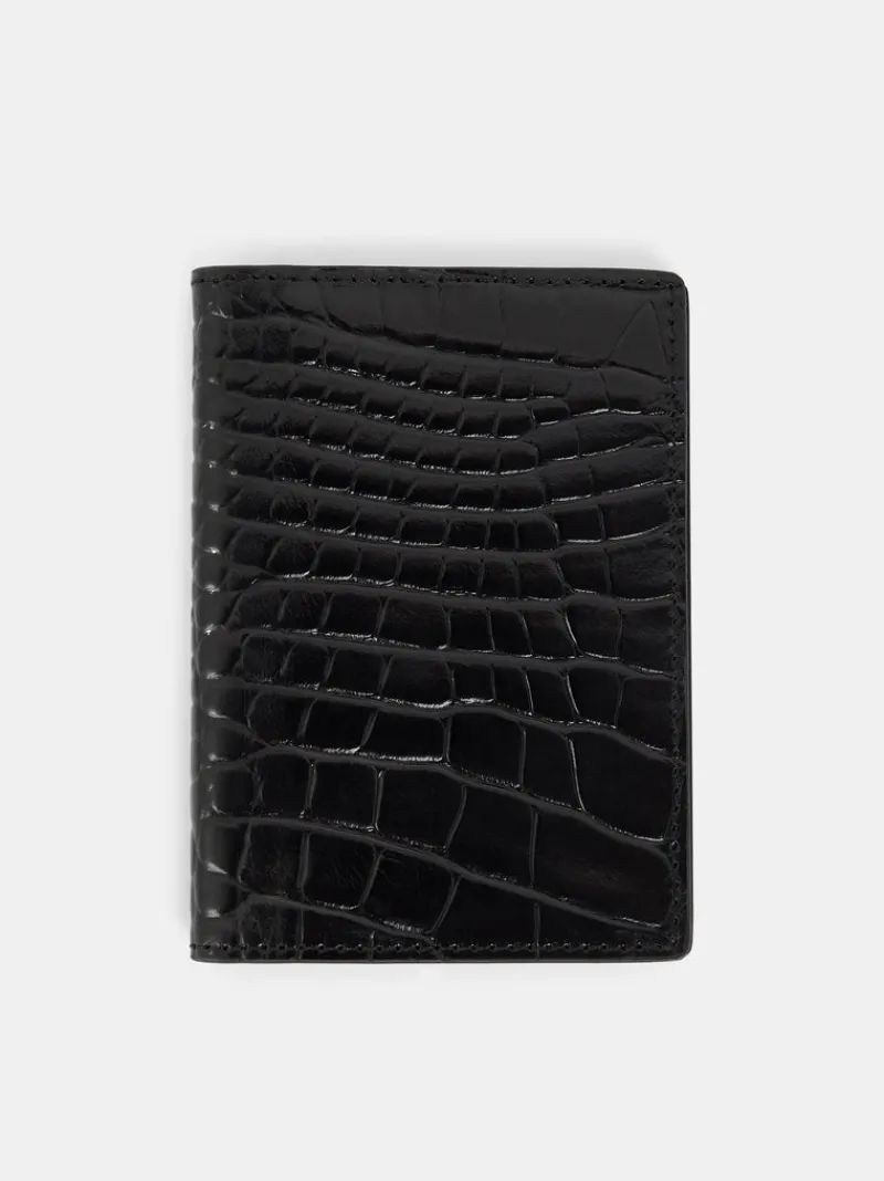 Plånböcker | Accessoarer-J.Lindeberg Croc Folded Card Holder Black