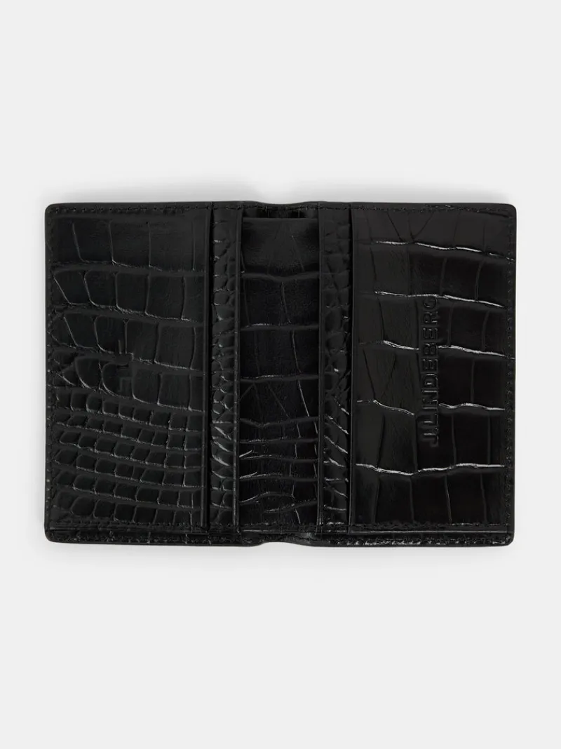 Plånböcker | Accessoarer-J.Lindeberg Croc Folded Card Holder Black