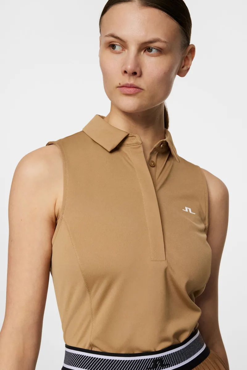 Golf | Linnen-J.Lindeberg Dena Sleeveless Top Tigers Eye