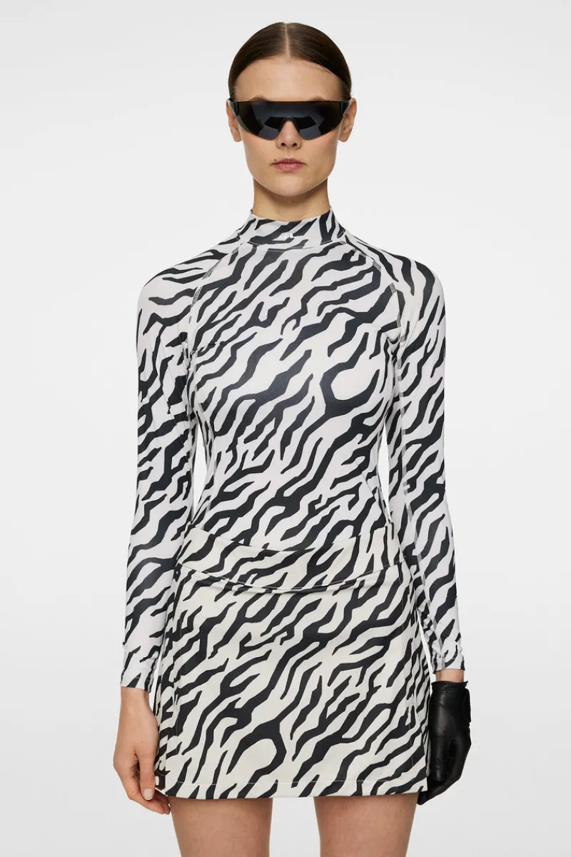 Golf | Bas- Och Mellanlager-J.Lindeberg Ella Print Compression Top Tour Tiger Moonbeam M
