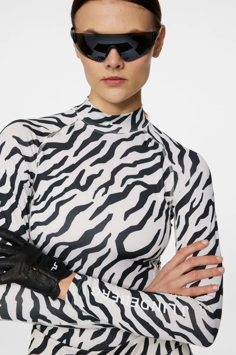 Golf | Bas- Och Mellanlager-J.Lindeberg Ella Print Compression Top Tour Tiger Moonbeam M