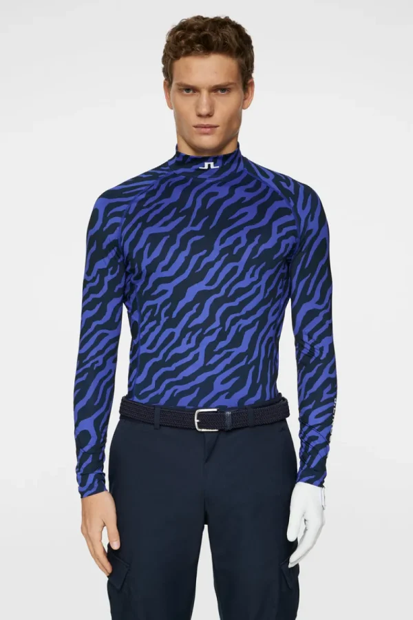 Golf | Överdelar-J.Lindeberg Ello Compression Print Tour Geo Navy S