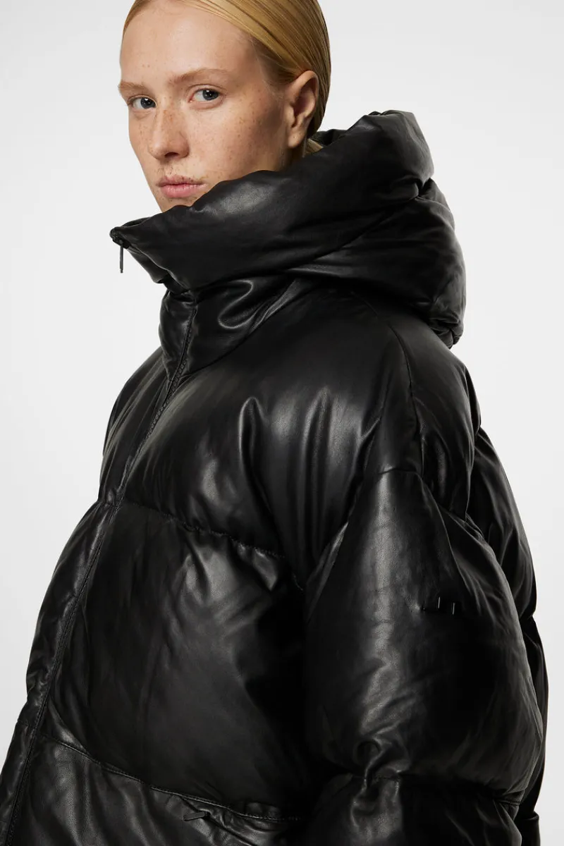 Ski | Jackor-J.Lindeberg Jolene Leather Padded Jacket Black
