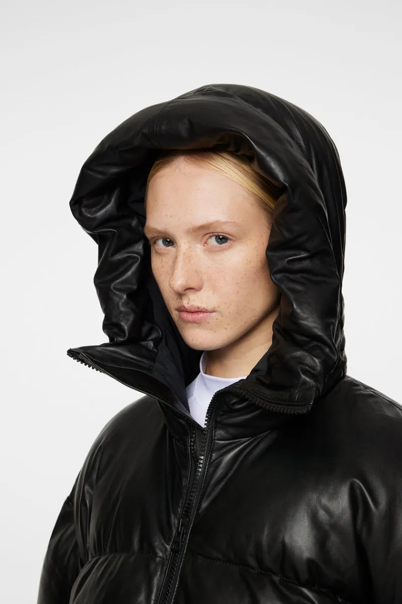 Ski | Jackor-J.Lindeberg Jolene Leather Padded Jacket Black
