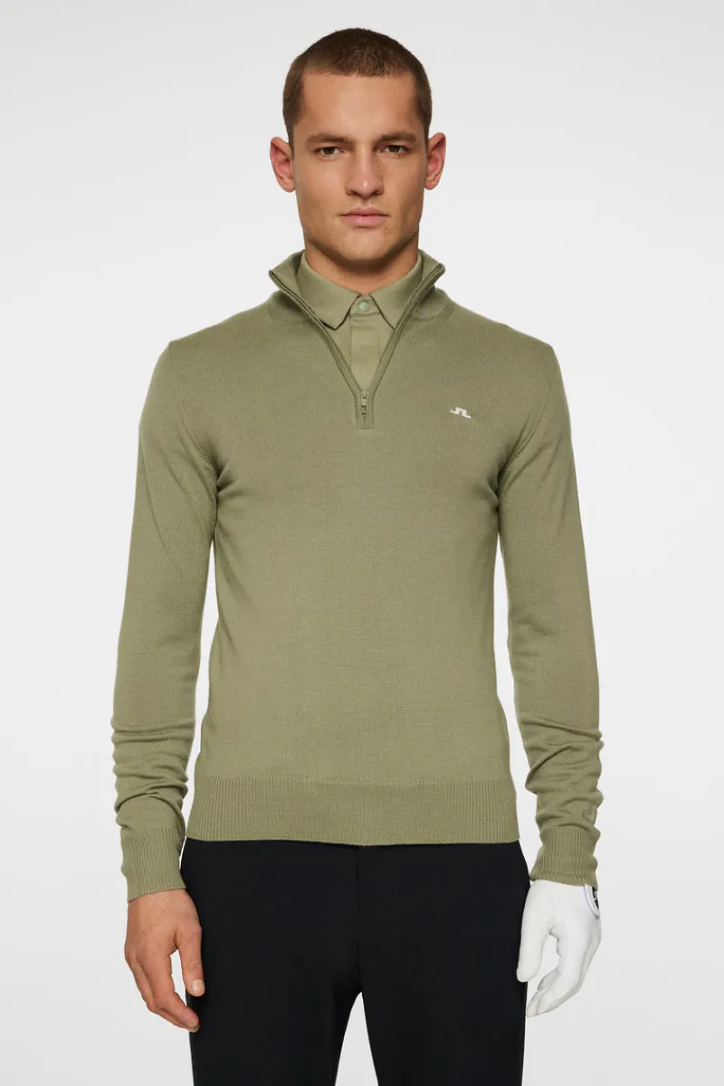 Golf | Stickat-J.Lindeberg Kian Zipped Sweater Oil Green