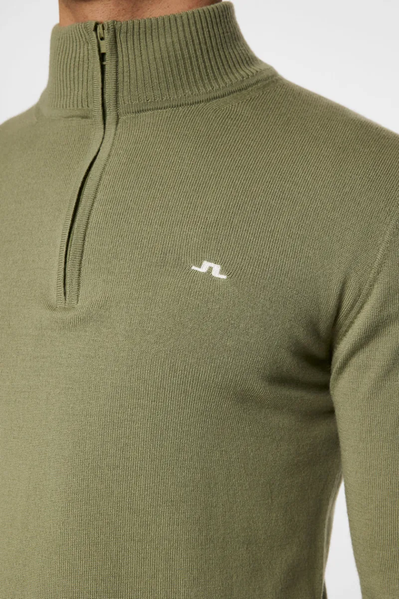 Golf | Stickat-J.Lindeberg Kian Zipped Sweater Oil Green