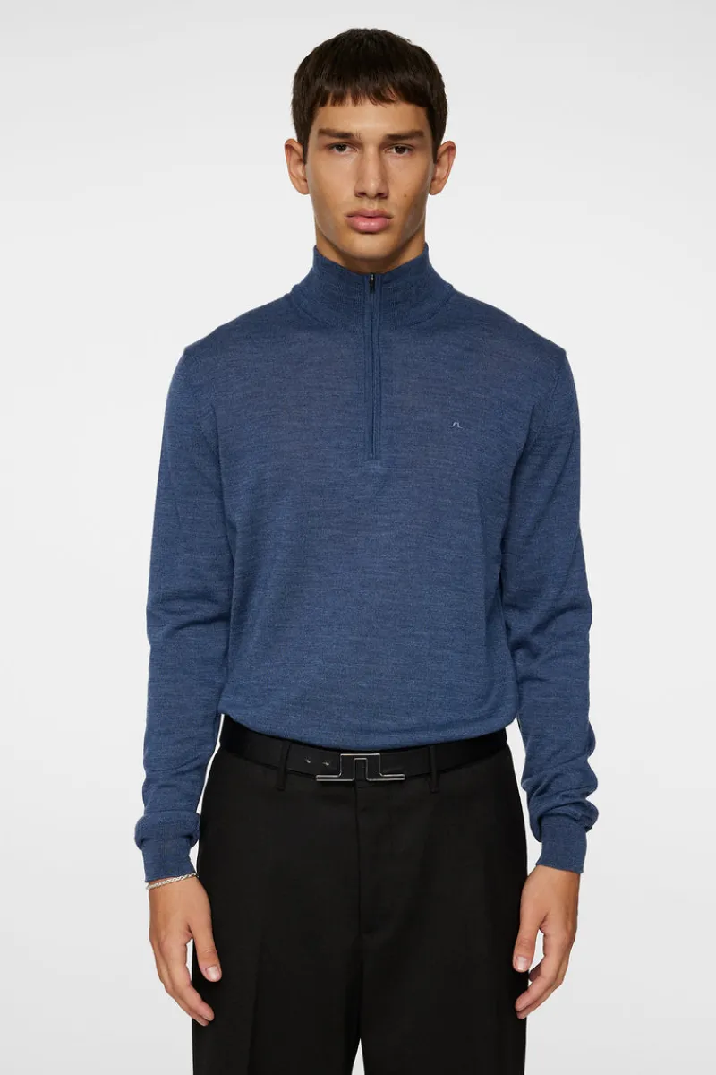 Överdelar | Stickat-J.Lindeberg Kiyan Merino Quarter Zip Key Largo Melange