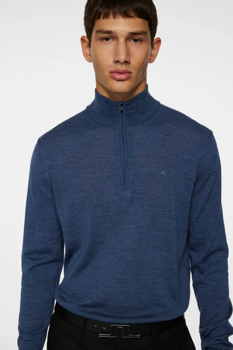 Överdelar | Stickat-J.Lindeberg Kiyan Merino Quarter Zip Key Largo Melange