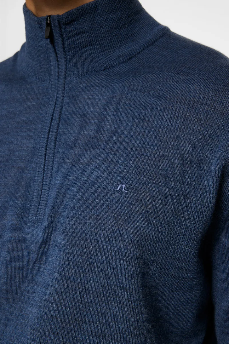 Överdelar | Stickat-J.Lindeberg Kiyan Merino Quarter Zip Key Largo Melange