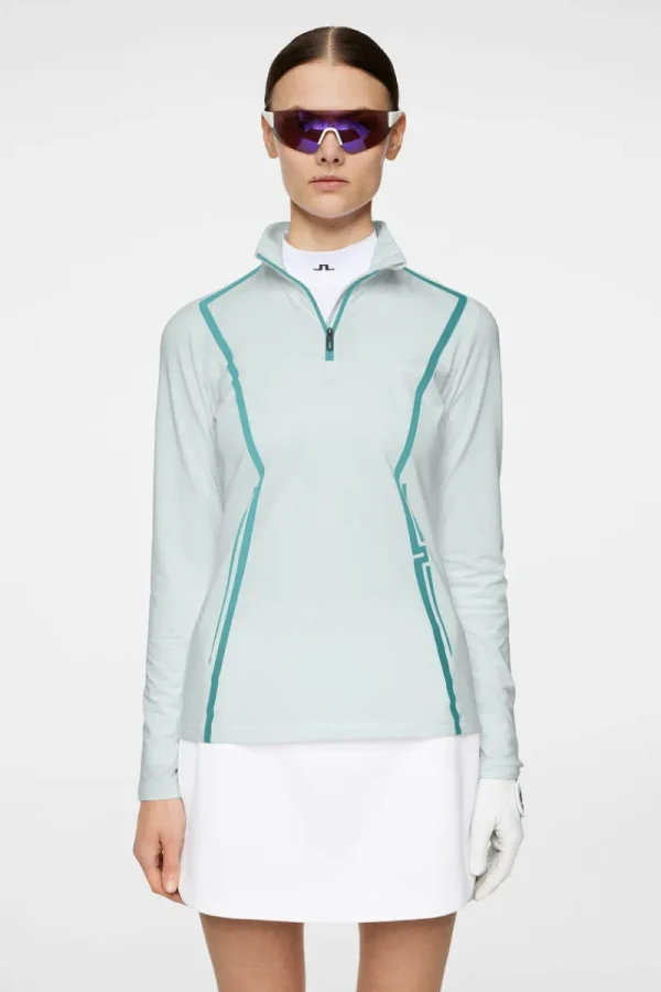 Golf | Bas- Och Mellanlager-J.Lindeberg Lina Quarter Zip Mid Layer Moonlight Jade