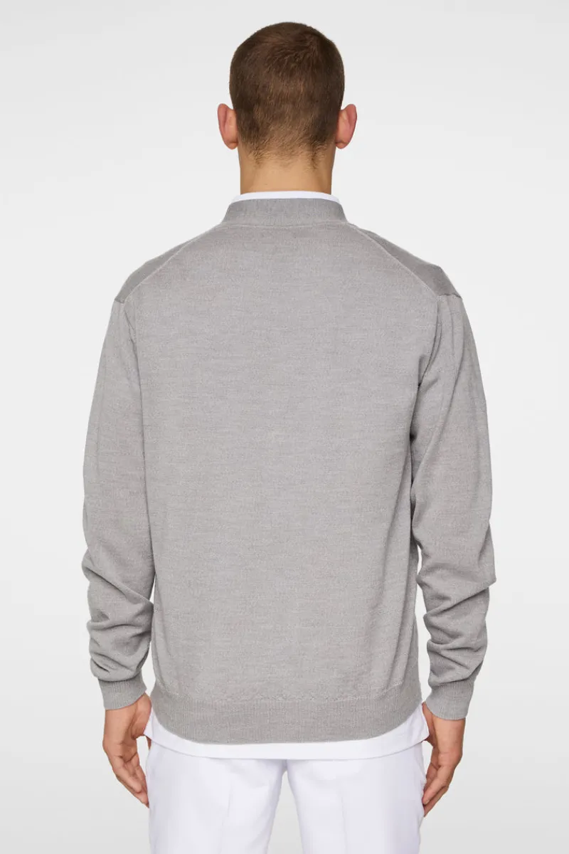 Golf | Stickat-J.Lindeberg Lucas Knitted Cardigan Light Grey Melange