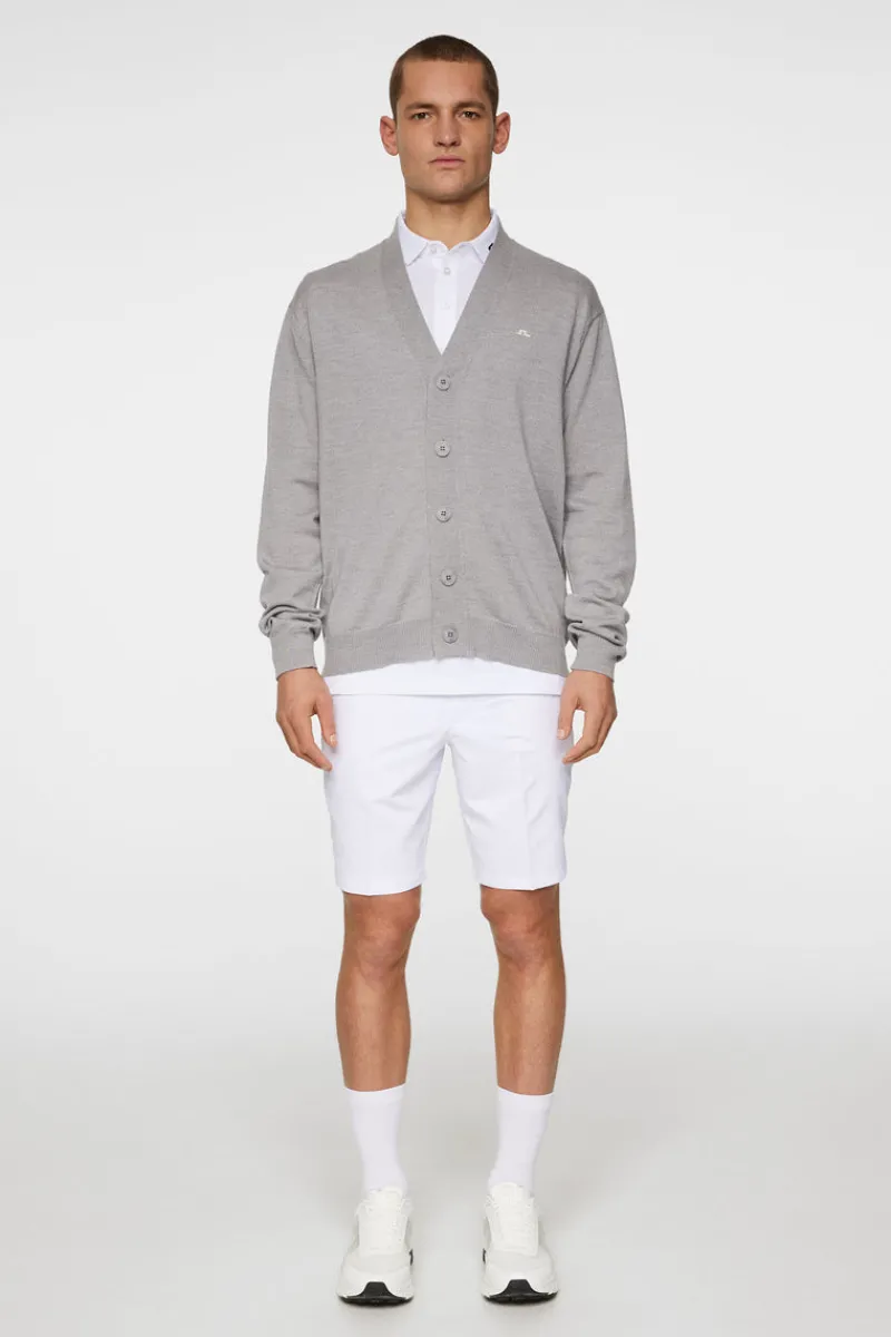 Golf | Stickat-J.Lindeberg Lucas Knitted Cardigan Light Grey Melange