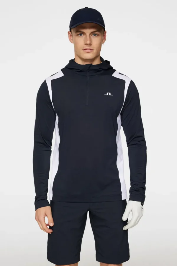 Bas- Och Mellanlager-J.Lindeberg Lukas Quarter Zip Hood JL Navy