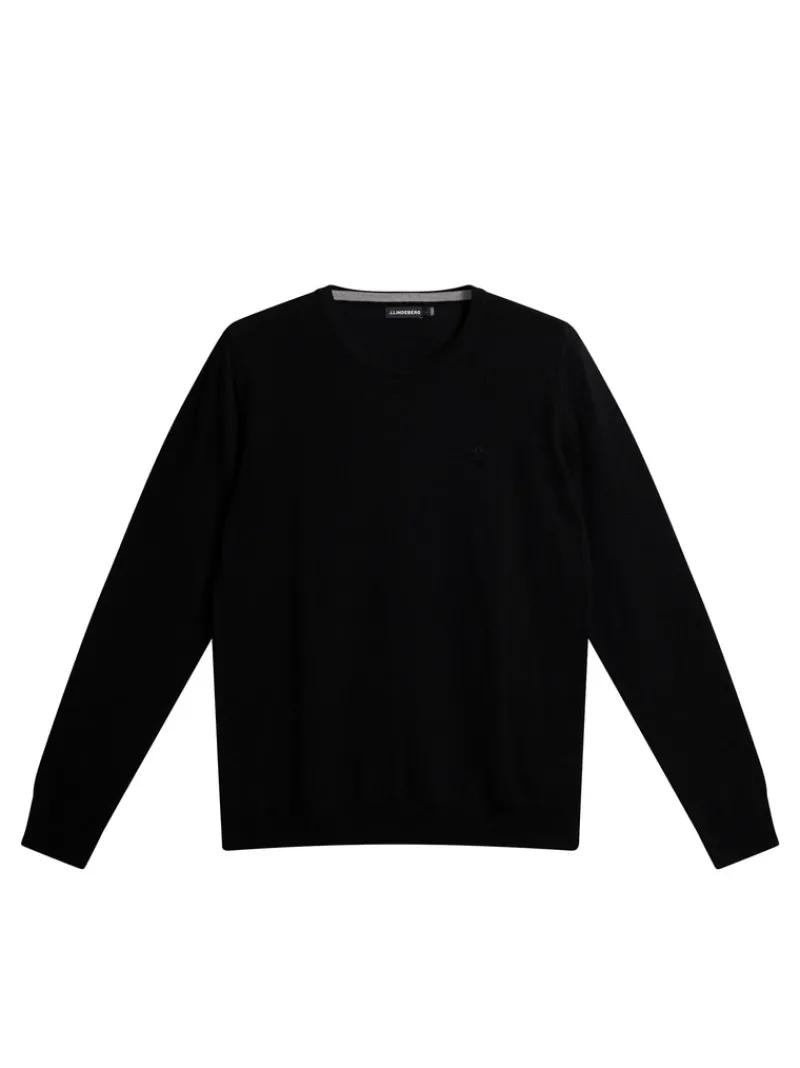 Stickat | Överdelar-J.Lindeberg Lyle Merino Crew Neck Sweater Black