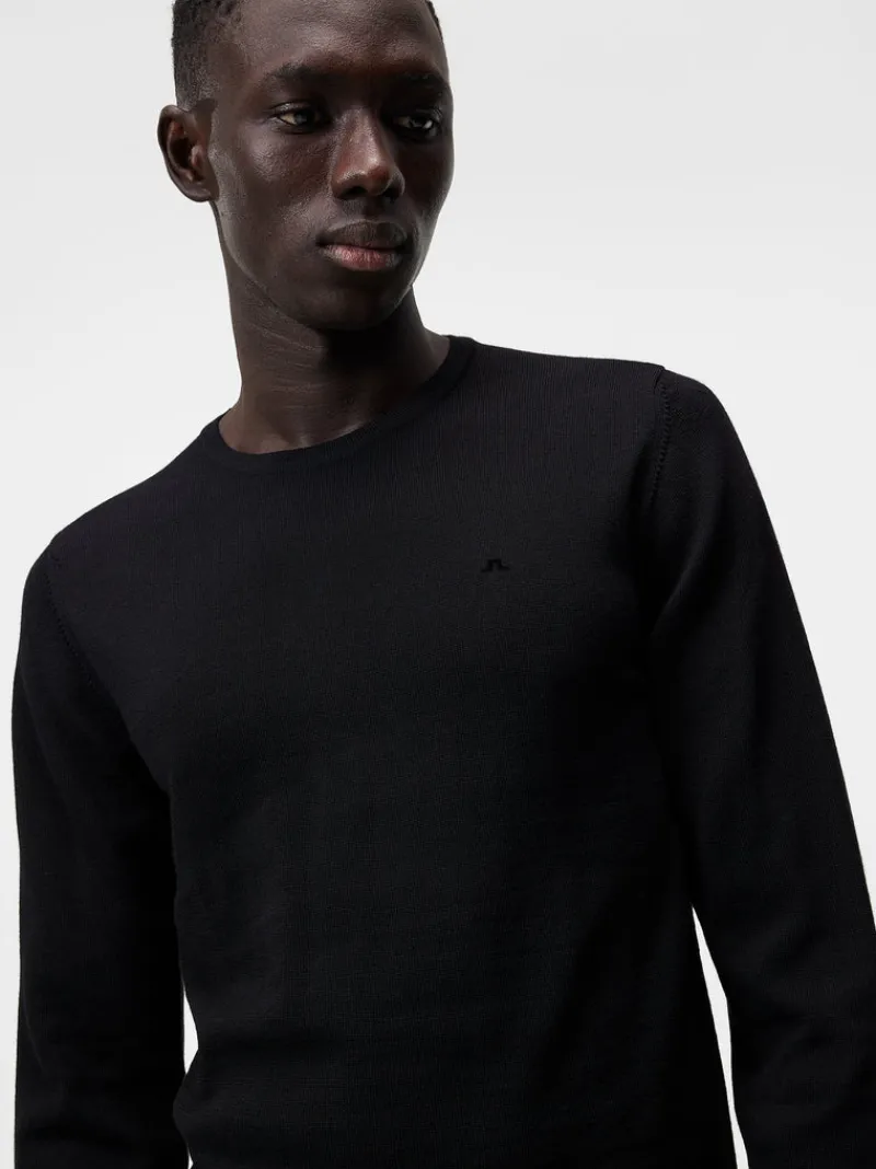 Stickat | Överdelar-J.Lindeberg Lyle Merino Crew Neck Sweater Black