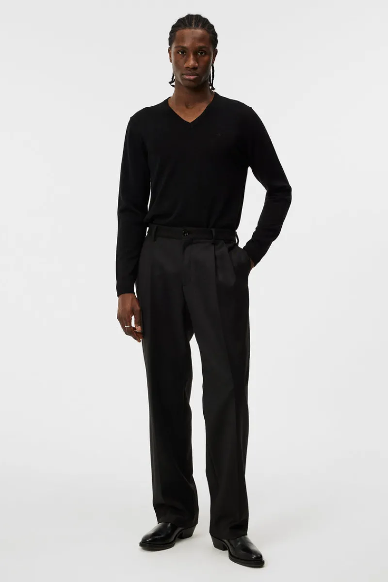 Överdelar | Stickat-J.Lindeberg Lymann Merino V-neck Sweater Black