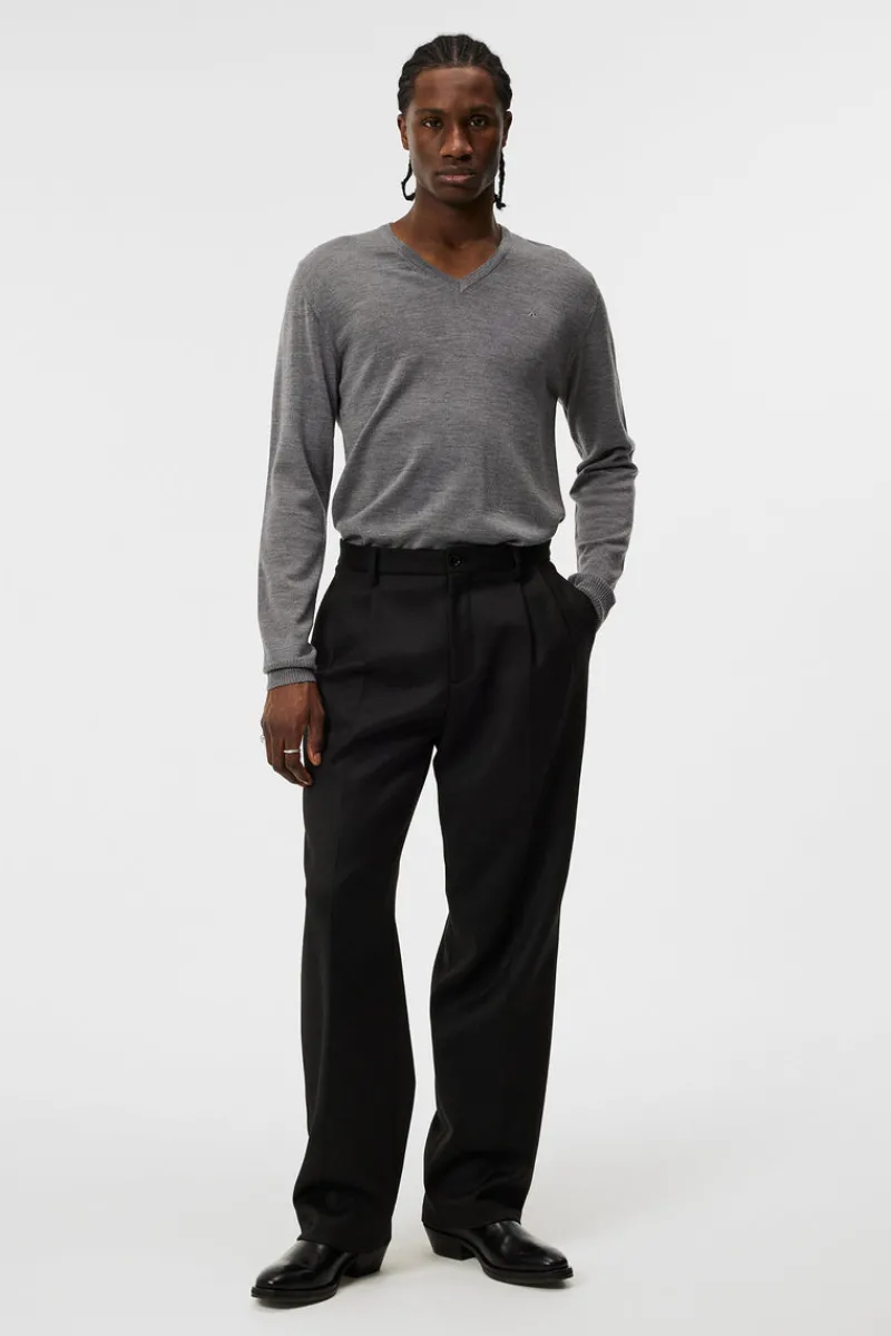 Överdelar | Stickat-J.Lindeberg Lymann Merino V-neck Sweater Grey Melange