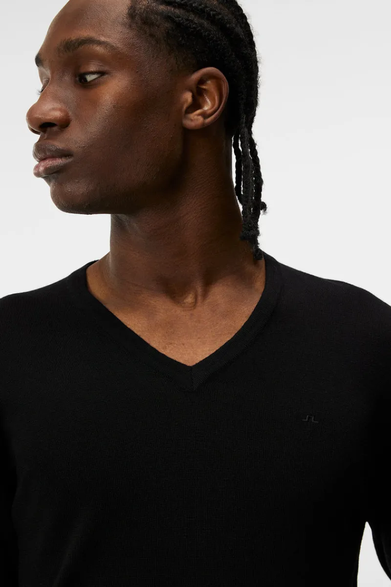 Överdelar | Stickat-J.Lindeberg Lymann Merino V-neck Sweater Black