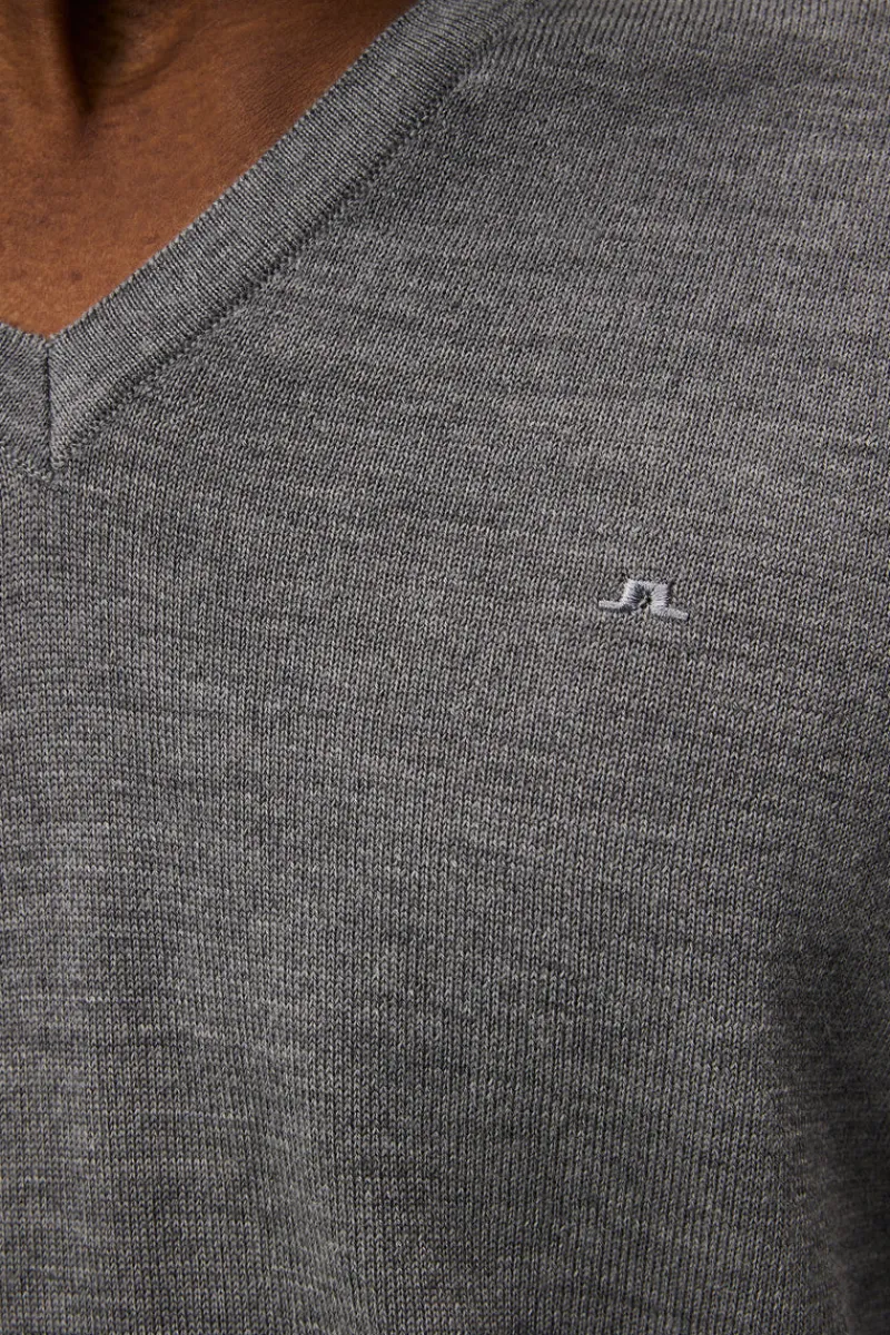 Överdelar | Stickat-J.Lindeberg Lymann Merino V-neck Sweater Grey Melange