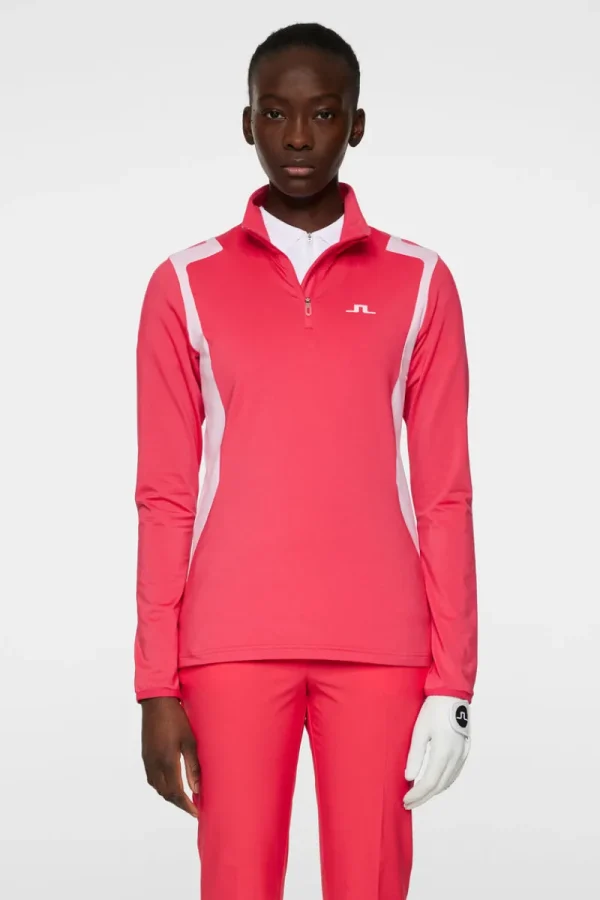 Golf | Bas- Och Mellanlager-J.Lindeberg Mae Quarter Zip Mid Layer Azalea