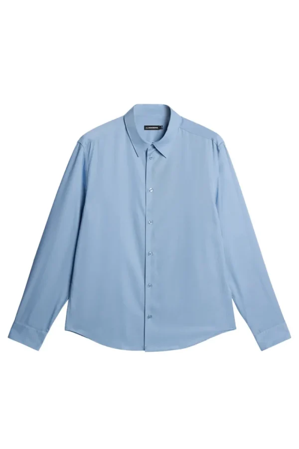 Överdelar | Skjortor-J.Lindeberg Slim LS Comfort Tencel Shirt Rain Washed