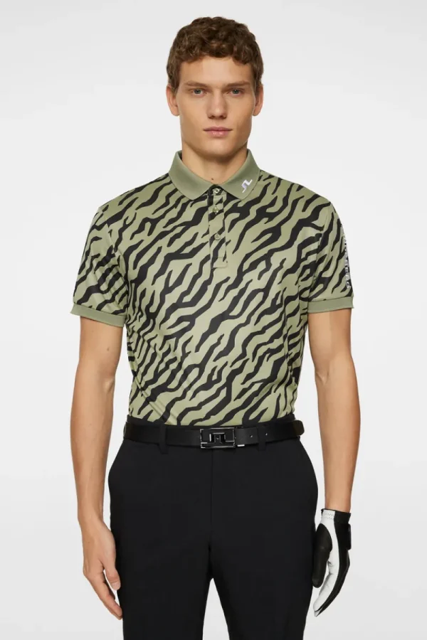 Golf | Pikétröjor-J.Lindeberg Tour Tech Print Polo Tour Tiger Olive M