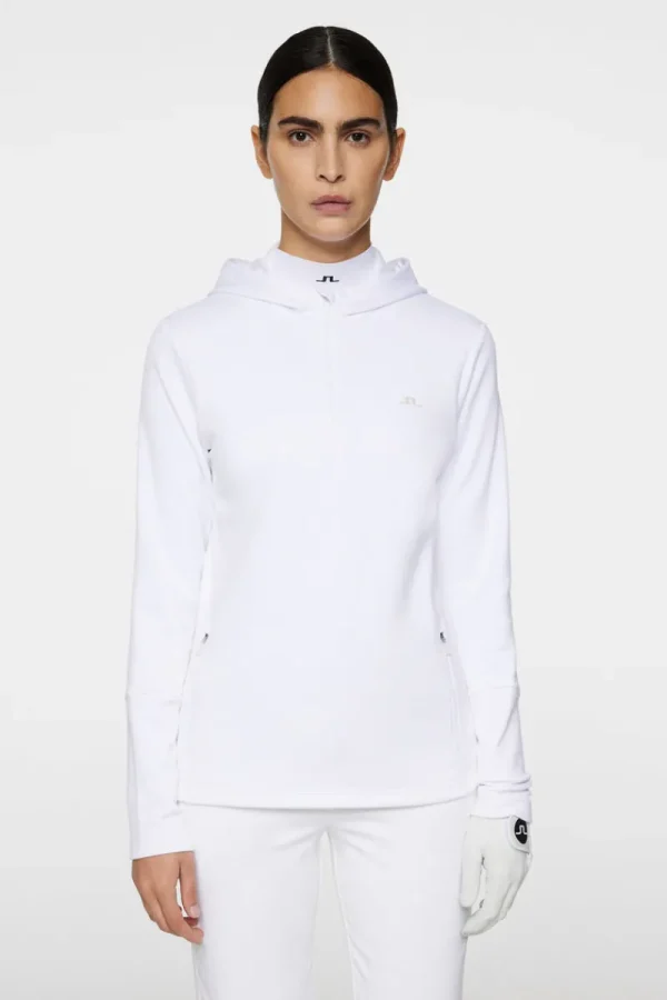 Golf | Bas- Och Mellanlager-J.Lindeberg W Aerial Quarter Zip Hood White
